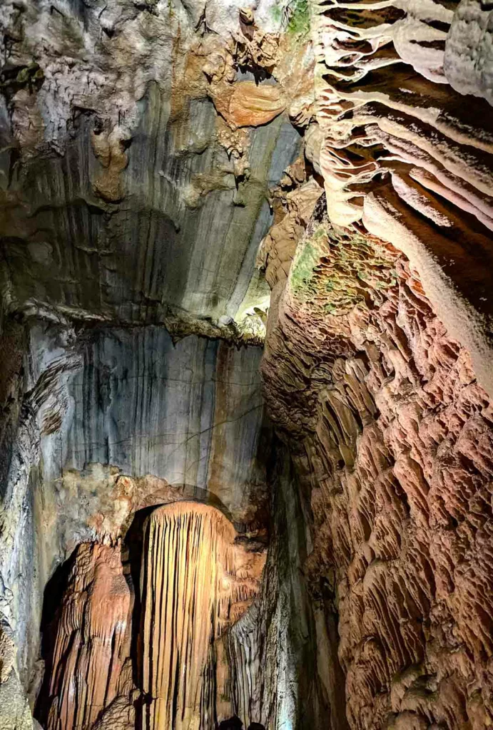 The vast Bristol Caverns lit up to show the intricate formations that have been created over hundreds of years.