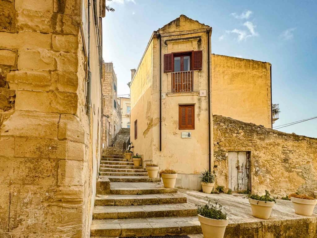 the steps that lead to the Belvedere Solarino viewing terrace