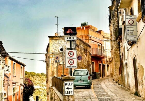 Italian ZTL road signs warning drivers not to enter