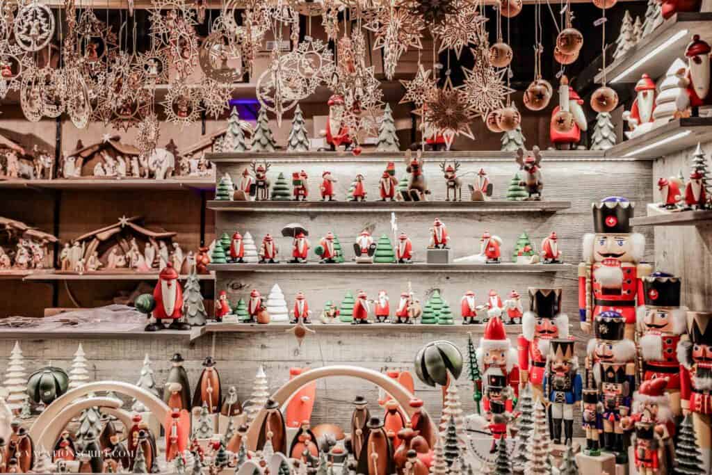 a wooden christmas decoration booth at Stephansplatz Christmas Market