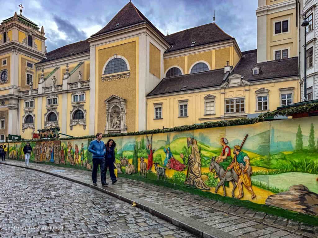 painted wall at The Freyung Market in Vienna