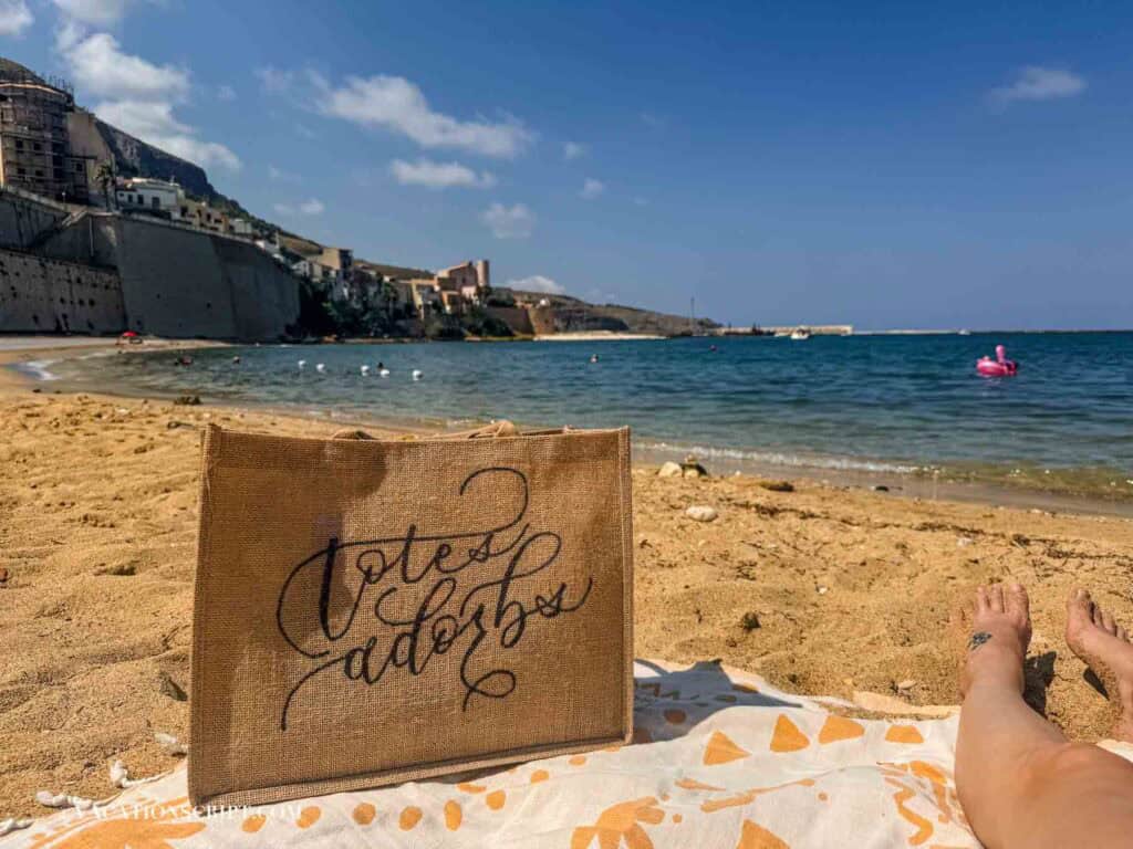 handwritten beach bag written by me